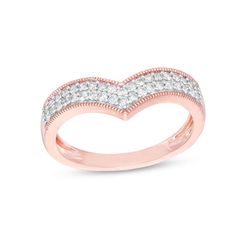 0.29 CT. T.W. Diamond Multi-Row Chevron Band in 10K Rose Gold|Peoples Jewellers
