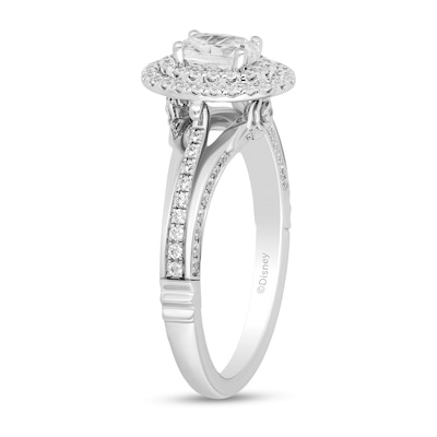 Enchanted Disney Cinderella 0.95 CT. T.W. Oval Diamond Double Frame Engagement Ring in 14K White Gold