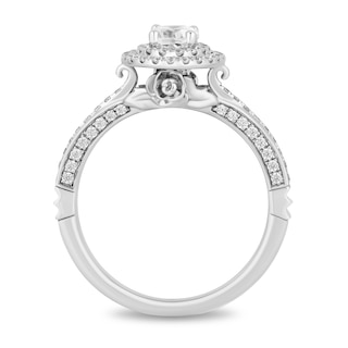 Enchanted Disney Cinderella 0.95 CT. T.W. Oval Diamond Double Frame Engagement Ring in 14K White Gold