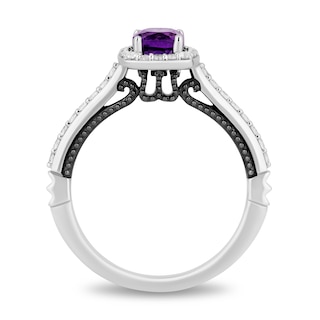 Enchanted Disney Villains Ursula Cushion-Cut Amethyst and 0.29 CT. T.W. Diamond Frame Engagement Ring in 14K White Gold