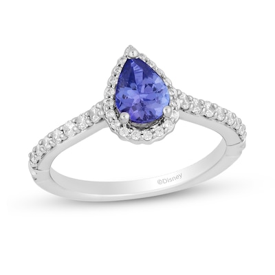 Enchanted Disney Ariel Pear-Shaped Tanzanite and 0.29 CT. T.W. Diamond Frame Engagement Ring in 14K Two-Tone Gold