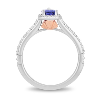 Enchanted Disney Ariel Pear-Shaped Tanzanite and 0.29 CT. T.W. Diamond Frame Engagement Ring in 14K Two-Tone Gold