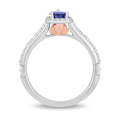 Enchanted Disney Ariel Pear-Shaped Tanzanite and 0.29 CT. T.W. Diamond Frame Engagement Ring in 14K Two-Tone Gold