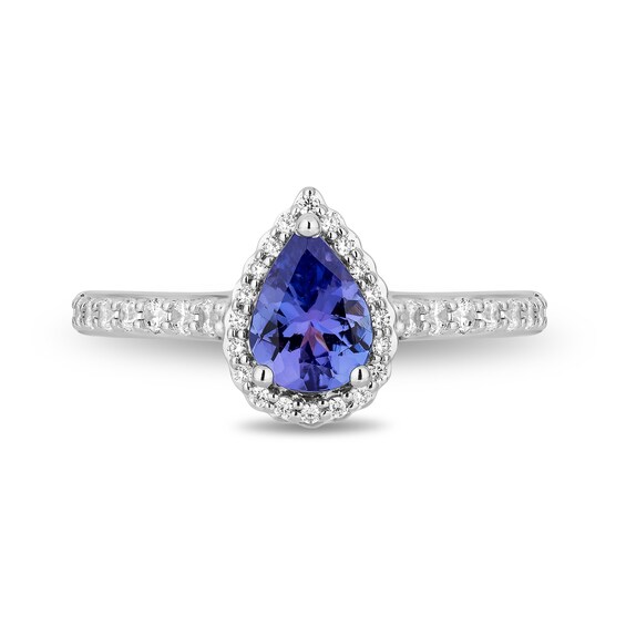 Enchanted Disney Ariel Pear-Shaped Tanzanite and 0.29 CT. T.W. Diamond Frame Engagement Ring in 14K Two-Tone Gold