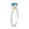 Thumbnail Image 1 of Enchanted Disney Jasmine 6.0mm Swiss Blue Topaz and 0.29 CT. T.W. Diamond Frame Engagement Ring in 14K White Gold