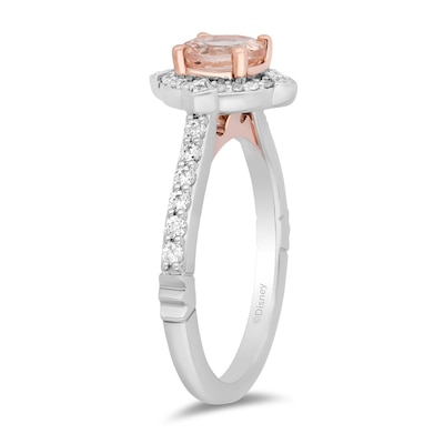 Enchanted Disney Aurora 6.0mm Morganite and 0.29 CT. T.W. Diamond Frame Engagement Ring in 14K Two-Tone Gold