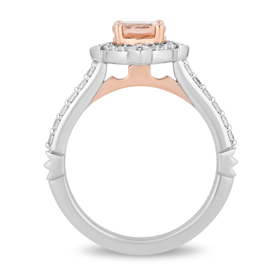 Enchanted Disney Aurora 6.0mm Morganite and 0.29 CT. T.W. Diamond Frame Engagement Ring in 14K Two-Tone Gold