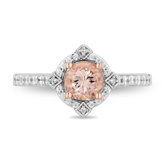 Enchanted Disney Aurora 6.0mm Morganite and 0.29 CT. T.W. Diamond Frame Engagement Ring in 14K Two-Tone Gold