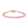 Pear-Shaped Pink Lab-Created Sapphire Tennis Bracelet in Sterling Silver with Rose Rhodium - 7.25"