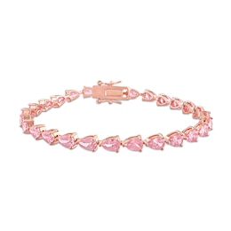 Pear-Shaped Pink Lab-Created Sapphire Tennis Bracelet in Sterling Silver with Rose Rhodium - 7.25&quot;