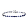 Thumbnail Image 0 of Pear-Shaped Blue Lab-Created Sapphire Tennis Bracelet in Sterling Silver - 7.25"
