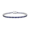 Thumbnail Image 0 of 4.0mm Heart-Shaped Blue Lab-Created Sapphire Tennis Bracelet in Sterling Silver - 7.5"