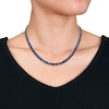 Pear-Shaped Blue Lab-Created Sapphire Tennis Necklace in Sterling Silver