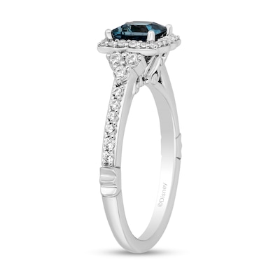 Enchanted Disney Cinderella Princess-Cut London Blue Topaz and 0.37 CT. T.W. Diamond Engagement Ring in 14K White Gold