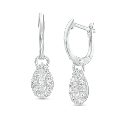 Forever Connected 0.40 CT. T.W. Pear-Shaped Diamond Frame Drop Earrings in Sterling Silver