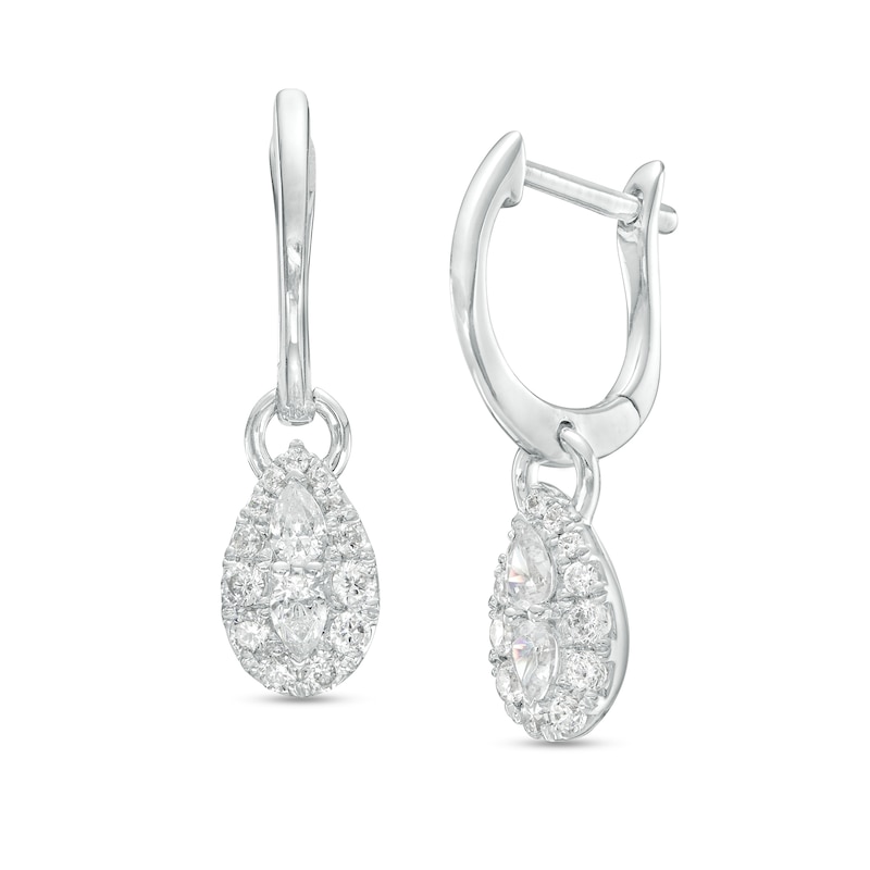 Forever Connected 0.40 CT. T.W. Pear-Shaped Diamond Frame Drop Earrings in Sterling Silver|Peoples Jewellers