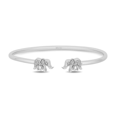 Disney Treasures The Lion King 0.085 CT. T.W. Diamond Elephant Open Bangle in Sterling Silver