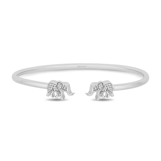 Disney Treasures The Lion King 0.085 CT. T.W. Diamond Elephant Open Bangle in Sterling Silver