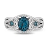 Enchanted Disney Cinderella Oval London Blue Topaz and 0.145 CT. T.W. Diamond Twist Shank Ring in Sterling Silver