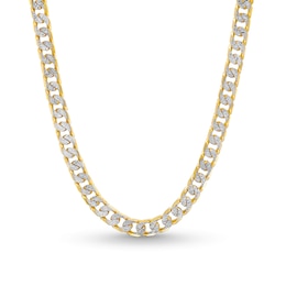 5.5mm Diamond-Cut Reversible Curb Chain Necklace in Hollow 10K Two-Tone Gold - 24&quot;