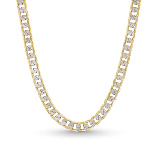 5.5mm Diamond-Cut Reversible Curb Chain Necklace in Hollow 10K Two-Tone Gold