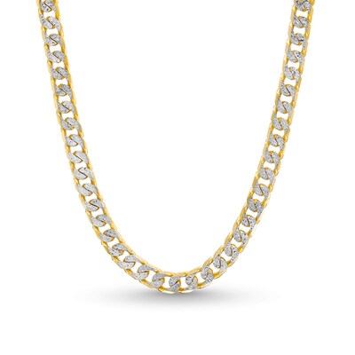 5.5mm Diamond-Cut Reversible Curb Chain Necklace in Hollow 10K Two-Tone Gold