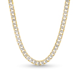 5.5mm Diamond-Cut Reversible Curb Chain Necklace in Hollow 10K Two-Tone Gold - 22&quot;