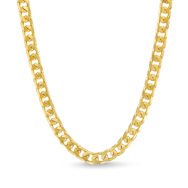 5.5mm Diamond-Cut Reversible Curb Chain Necklace in Hollow 10K Two-Tone Gold - 22"