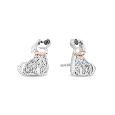 Disney Treasures Up 0.085 CT. T.W. Diamond Dug Stud Earrings in Sterling Silver and 10K Rose Gold