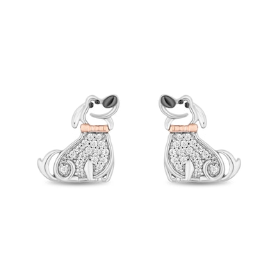 Disney Treasures Up 0.085 CT. T.W. Diamond Dug Stud Earrings in Sterling Silver and 10K Rose Gold