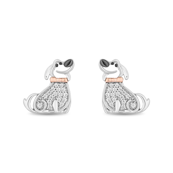 Disney Treasures Up 0.085 CT. T.W. Diamond Dug Stud Earrings in Sterling Silver and 10K Rose Gold