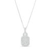 Thumbnail Image 0 of 0.95 CT. T.W. Emerald-Shaped Multi-Diamond Double Frame Pendant in 10K White Gold