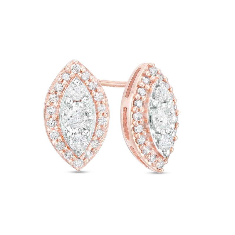 0.45 CT. T.W. Marquise Multi-Diamond Frame Stud Earrings in 10K Rose Gold|Peoples Jewellers