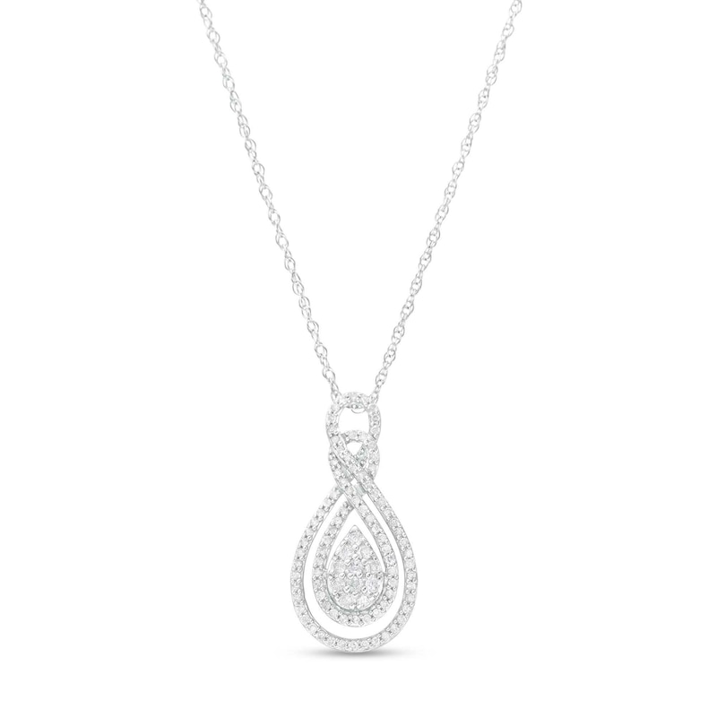 0.45 CT. T.W. Pear-Shaped Multi-Diamond Double Infinity Frame Pendant in 10K White Gold|Peoples Jewellers