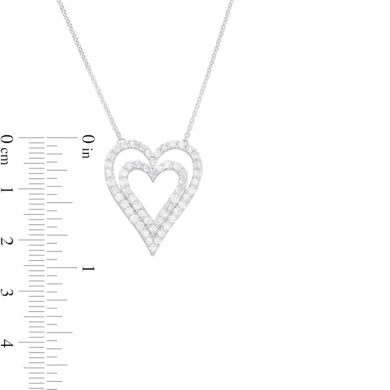 0.95 CT. T.W. Diamond Heart-in-Heart Necklace in 10K White Gold