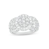 CT. T.W. Multi-Diamond Frame Triple Flower Ring in 10K White Gold