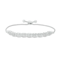 0.45 CT. T.W. Diamond Alternating &quot;XO&quot; Bolo Bracelet in 10K White Gold - 9.5&quot;