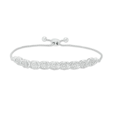 0.45 CT. T.W. Diamond Alternating "XO" Bolo Bracelet in 10K White Gold - 9.5"