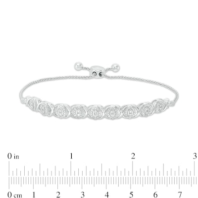 0.45 CT. T.W. Diamond Alternating "XO" Bolo Bracelet in 10K White Gold - 9.5"