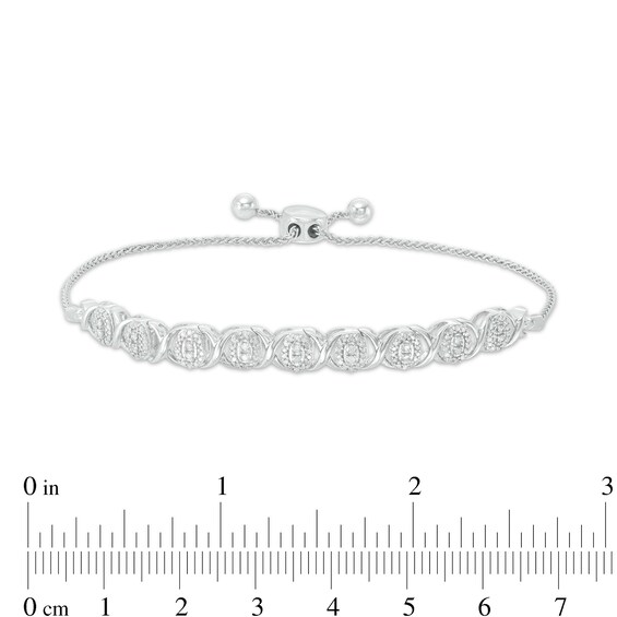 0.45 CT. T.W. Diamond Alternating "XO" Bolo Bracelet in 10K White Gold - 9.5"