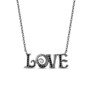 Disney Treasures The Nightmare Before Christmas 0.145 CT. T.W. Black Diamond "LOVE" Necklace in Sterling Silver