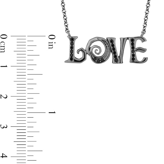 Disney Treasures The Nightmare Before Christmas 0.145 CT. T.W. Black Diamond "LOVE" Necklace in Sterling Silver