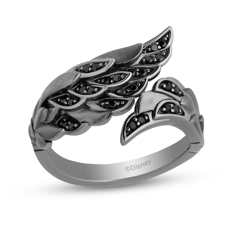 Enchanted Disney Villains Maleficent 0.18 CT. T.W. Black Diamond Ring in Sterling Silver with Black Rhodium – Size 7|Peoples Jewellers