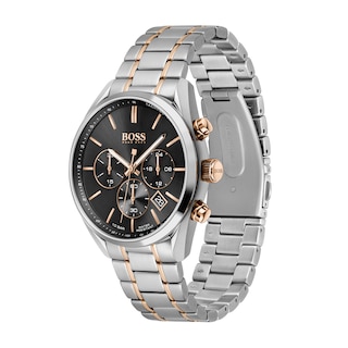 Men's Hugo Boss Champion Two-Tone Chronograph Watch with Black Dial (Model: 1513819)