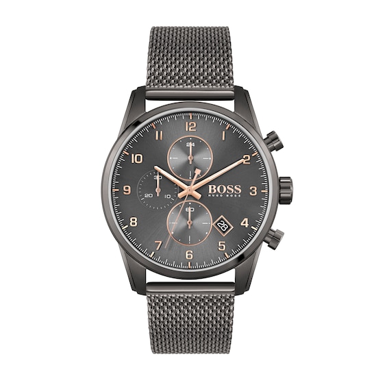 Men\'s Hugo Boss Volane Black Silicone Strap Chronograph Watch with Black  Dial (Model: 1513953) | Peoples Jewellers
