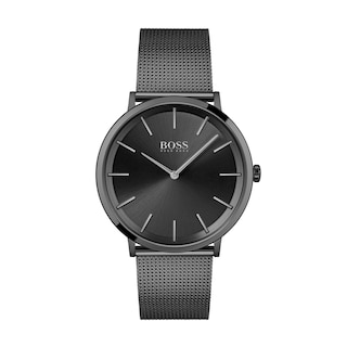 Men's Hugo Boss Skyliner Black IP Mesh Watch with Black Dial (Model: 1513826)