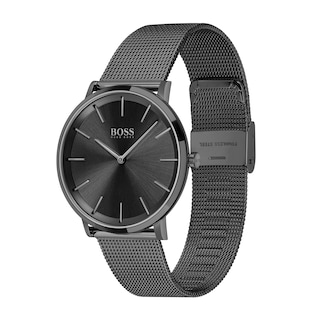 Men's Hugo Boss Skyliner Black IP Mesh Watch with Black Dial (Model: 1513826)