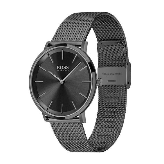 Men's Hugo Boss Skyliner Black IP Mesh Watch with Black Dial (Model: 1513826)