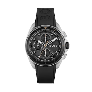 Men's Hugo Boss Volane Black Silicone Strap Chronograph Watch with Black Dial (Model: 1513953)