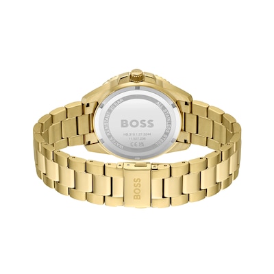 Men's Hugo Boss Ace Two-Tone IP Strap Watch with Black Dial (Model: 1513917)